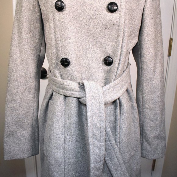 NWT Express Women's Gray Recycled Wool Pea Coat Size Medium - New Winter Coat - Picture 4 of 12